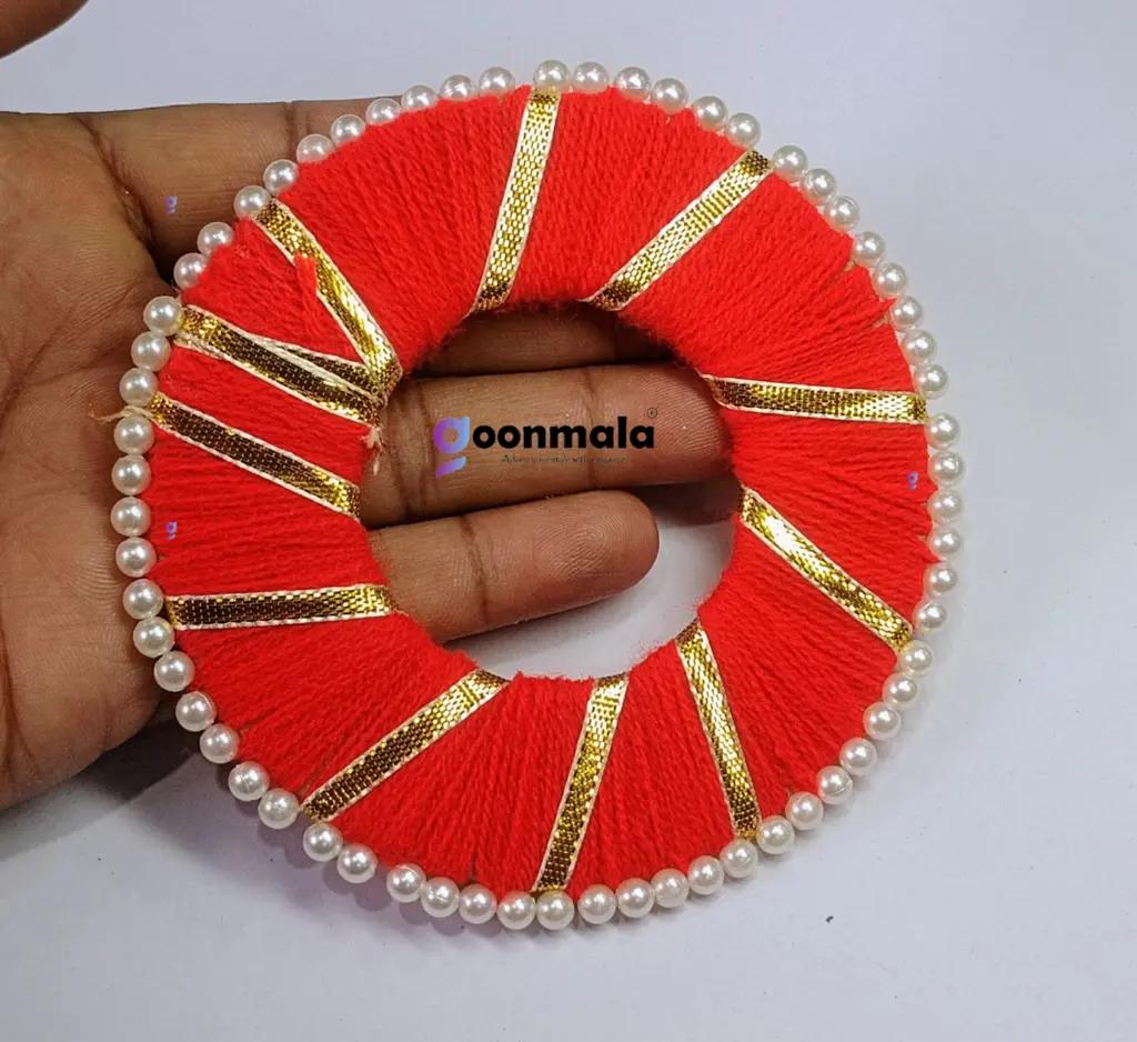 Donut Wool Pearl Ring Red 4 inch-2.webp