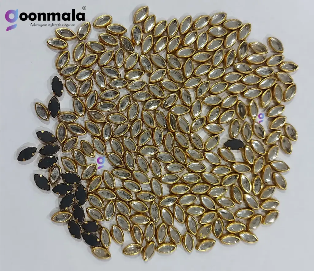 Kundan stone For Jewellery making, Bangles Embroidery Craft & Cloth Works, 4x8 mm Eye Sliver 500 pieces