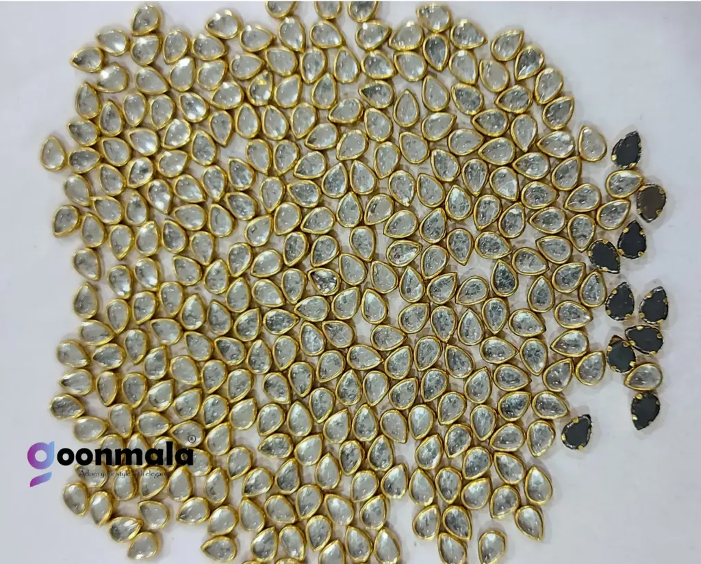 Kundan stone For Jewellery making, Bangles Embroidery Craft & Cloth Works, 4x6 mm Drop Sliver 500 pieces