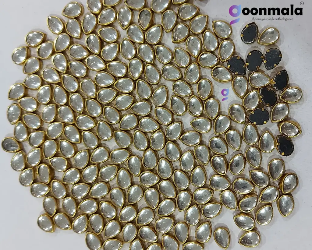 Kundan stone For Jewellery making, Bangles Embroidery Craft & Cloth Works, 6x9mm Drop Sliver 500 pieces