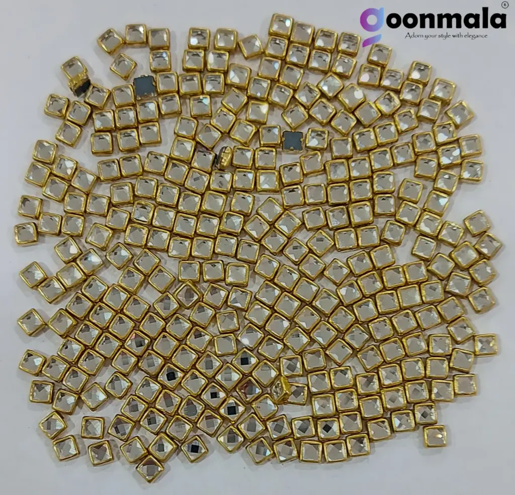 Kundan stone For Jewellery making, Bangles Embroidery Craft & Cloth Works, 4 mm Square cut Sliver 500 pieces