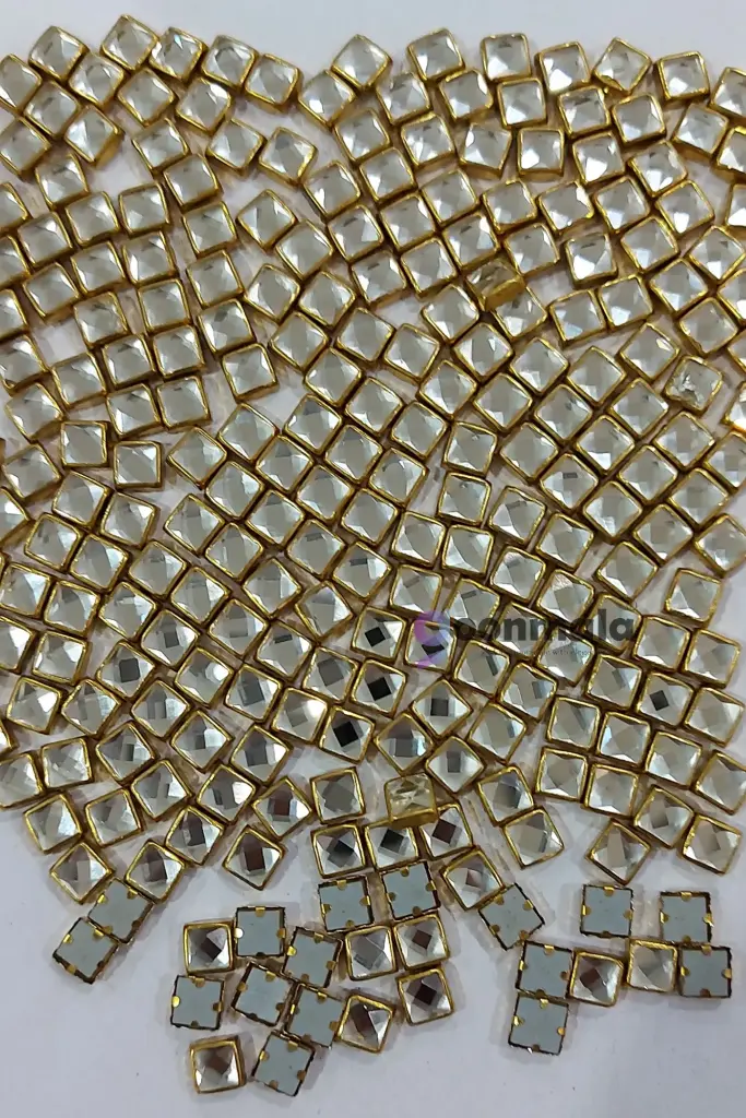 Kundan stone For Jewellery making, Bangles Embroidery Craft & Cloth Works, 6 mm Square cut Sliver 500 pieces