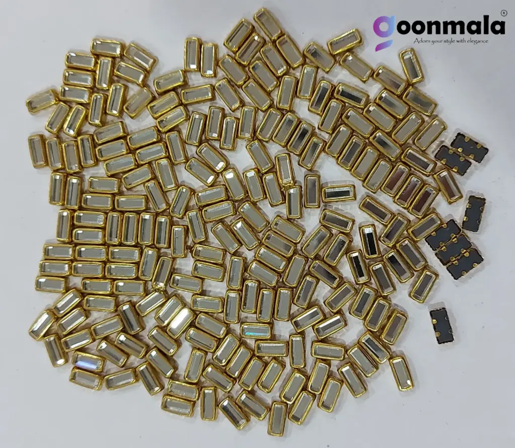 Kundan stone For Jewellery making, Bangles Embroidery Craft & Cloth Works, 7x3 mm Rectangular Sliver500 pieces