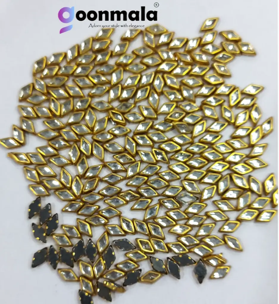 Kundan stone For Jewellery making, Bangles Embroidery Craft & Cloth Works, 3x8mm Burfi Sliver 500 pieces