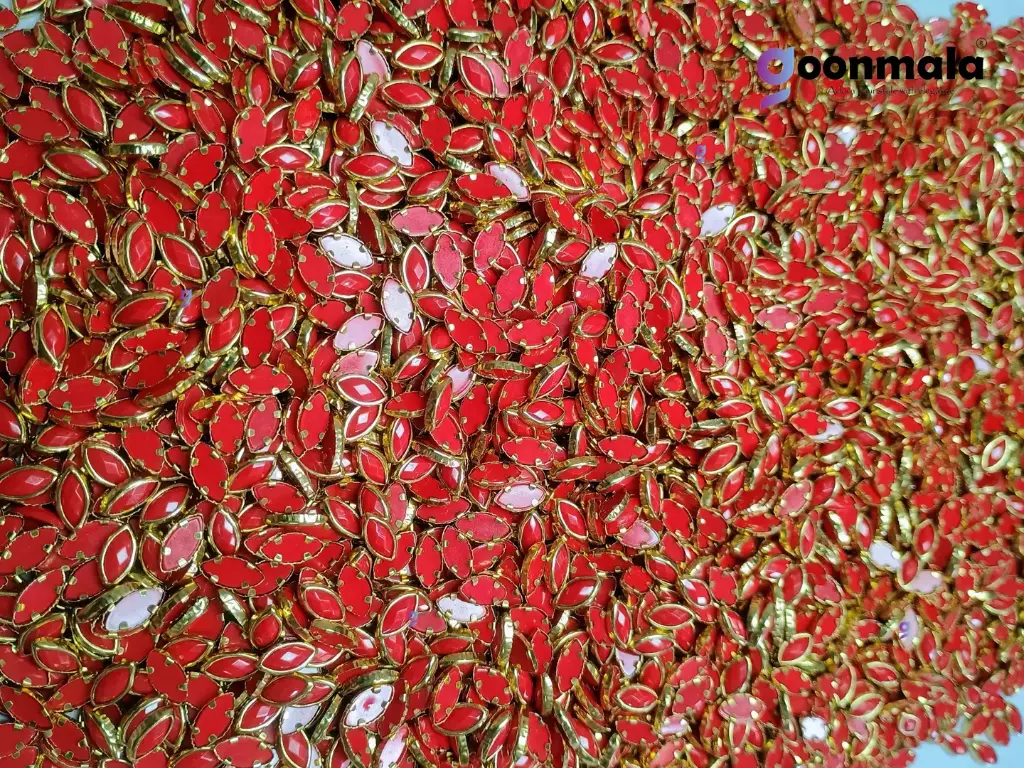 Kundan stone For Jewellery making, Bangles Craft Works, Resin Eye 4x8mm, 500 pieces, Red
