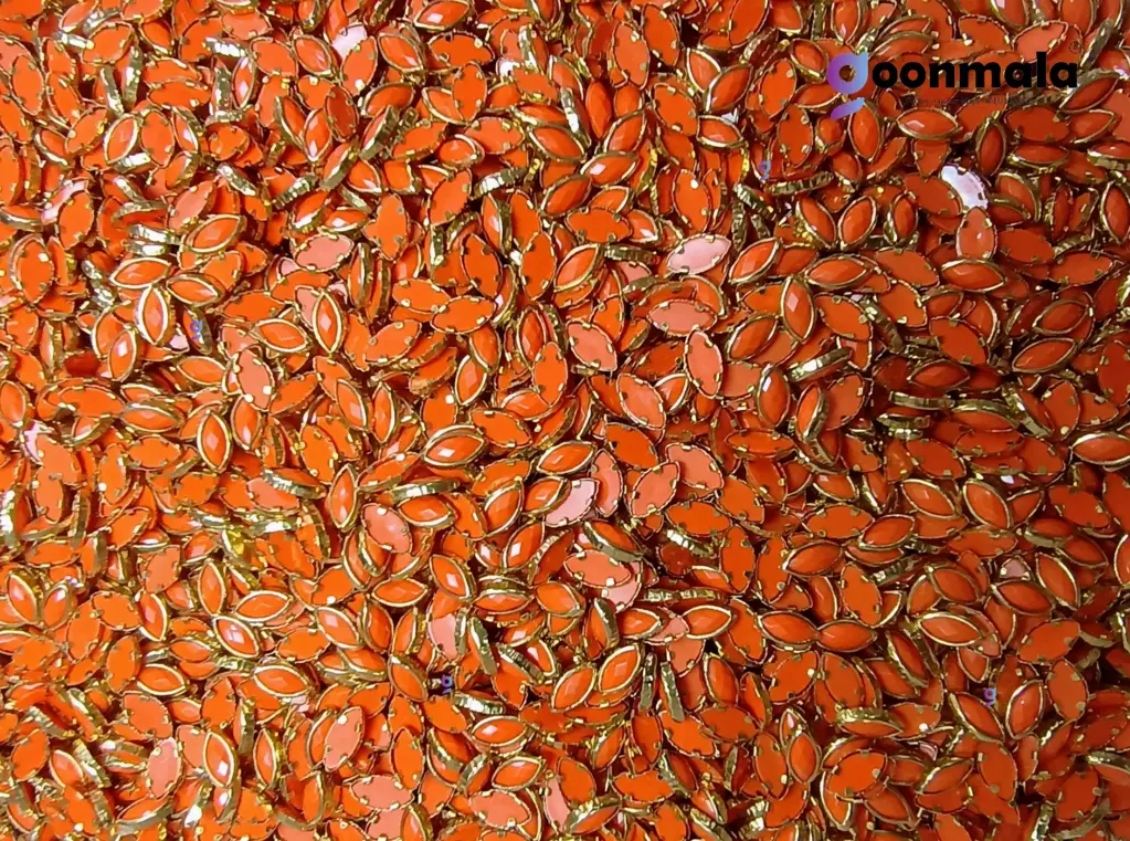 Kundan stone For Jewellery making, Bangles Embroidery Craft & Cloth Works, Resin Eye Kundan 4x8mm, 500 pieces, Orange