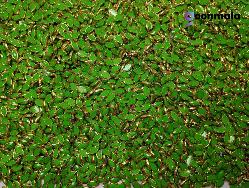 Kundan stone For Jewellery making, Bangles Embroidery Craft & Cloth Works, Resin Eye Kundan 4x8mm, 500 pieces, Green