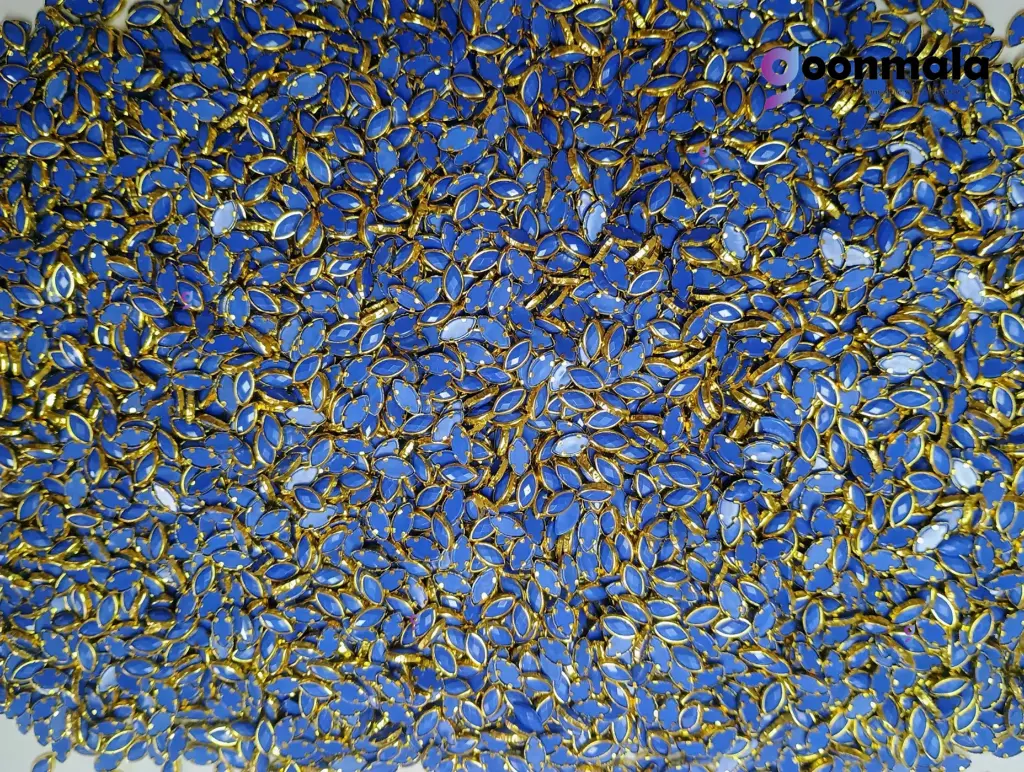 Kundan stone For Jewellery making, Bangles Embroidery Craft & Cloth Works, Resin Eye Kundan 4x8mm, 500 pieces, Blue
