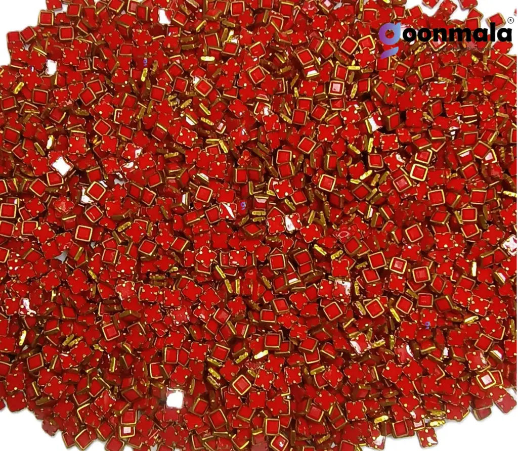 Kundan stone For Jewellery making, Bangles Embroidery Craft & Cloth Works, Resin Square Kundan 4x4mm, 500 pieces, Red