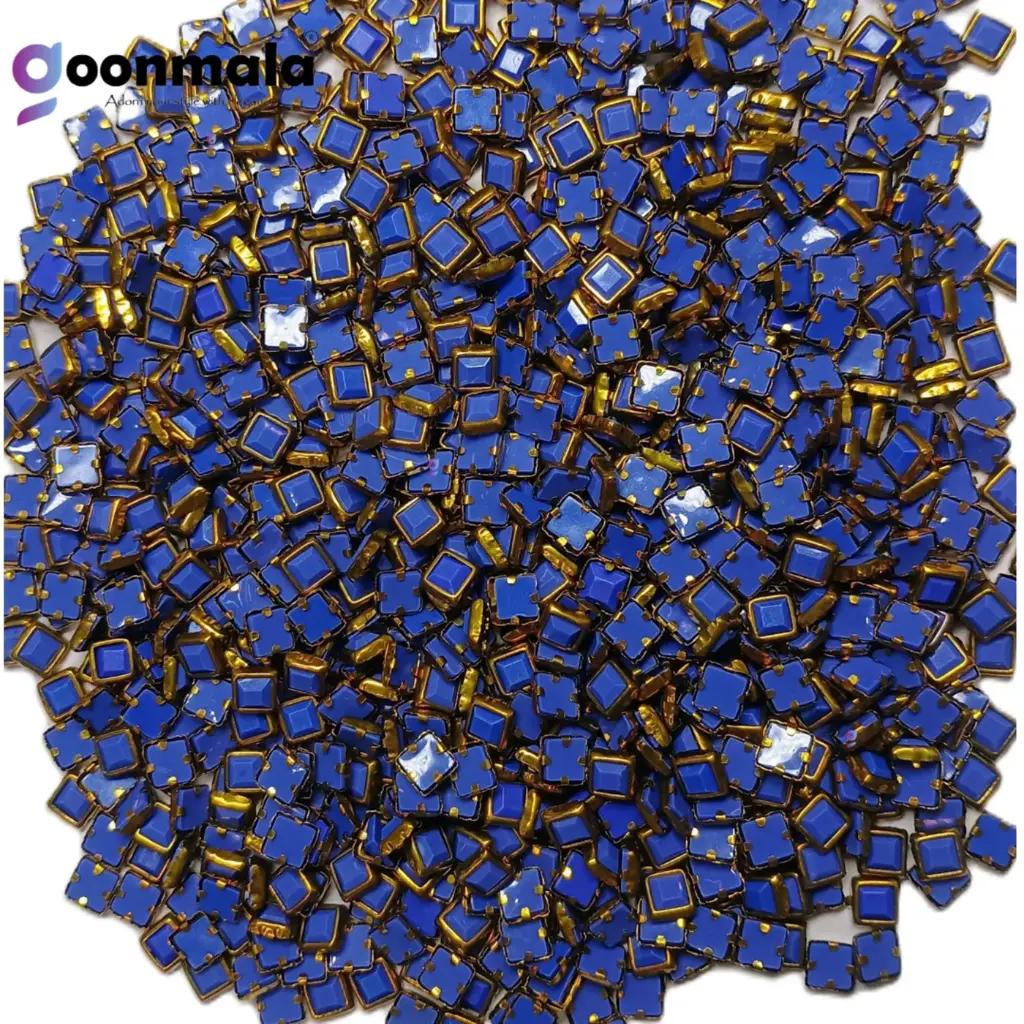 Kundan stone For Jewellery making, Bangles Embroidery Craft & Cloth Works, Resin Square Kundan 4x4mm, 500 pieces, Blue
