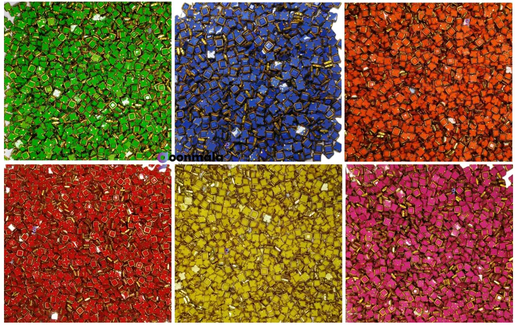 Kundan stone For Jewellery making, Bangles Embroidery Craft & Cloth Works, Resin Square Kundan 4x4mm, 6 coloue, 100 pieces each