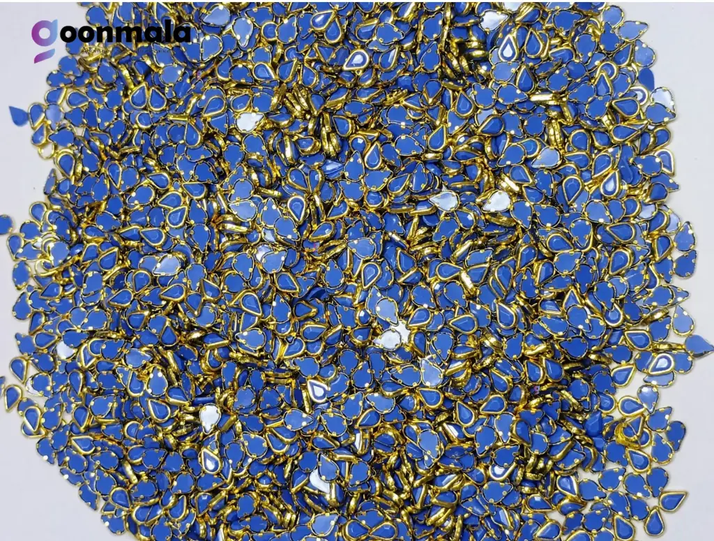 Kundan stone For Jewellery making, Bangles Embroidery Craft & Cloth Works, Resin Drop Kundan 4x6mm, 500 pieces, Blue