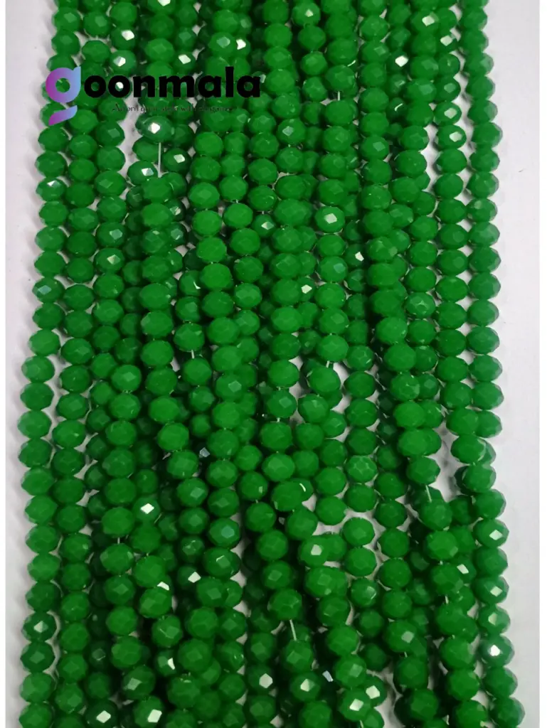 Crystal Cutting Glass beads for bracelet, Rakhi, Jewellery making 8mm, 100 pieces, Green