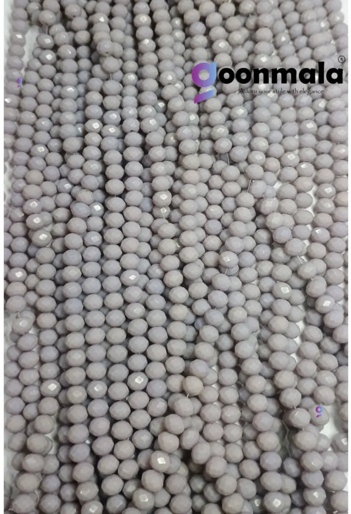 Crystal Cutting Glass beads for bracelet, Rakhi, Jewellery making 8mm, 100 pieces, Gray