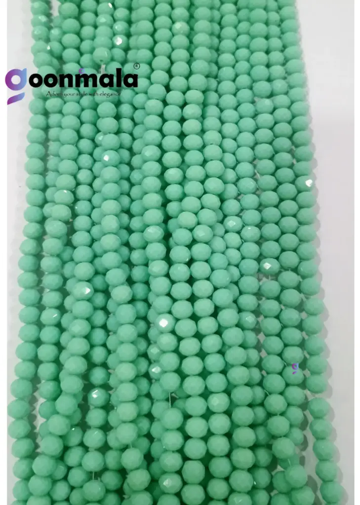 Crystal Cutting Glass beads for bracelet, Rakhi, Jewellery making 8mm, 100 pieces, Light Green