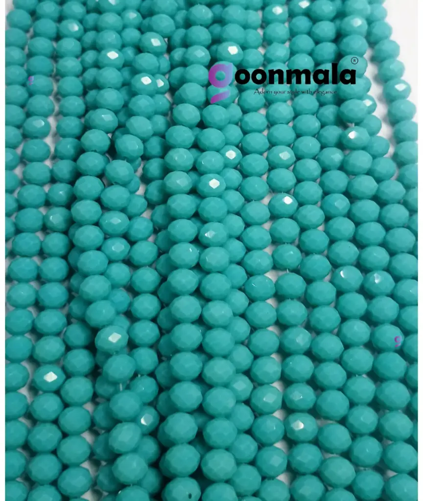 Crystal Cutting Glass beads for bracelet, Rakhi, Jewellery making 8mm, 100 pieces, Turquoise