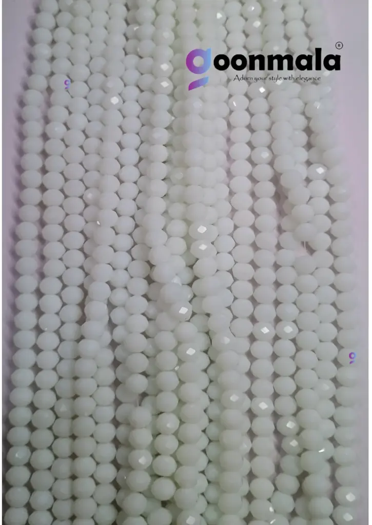 Crystal Cutting Glass beads for bracelet, Rakhi, Jewellery making 8mm, 100 pieces, White