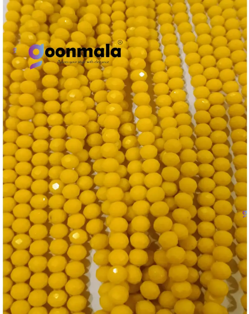 Crystal Cutting Glass beads for bracelet, Rakhi, Jewellery making 8mm, 100 pieces, Yellow