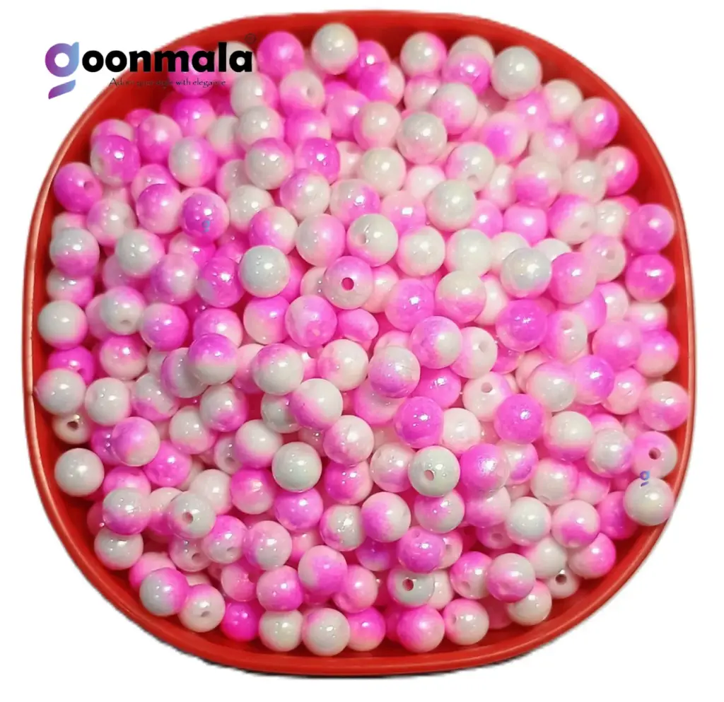 Duel Tone Acrylic round beads for craft, Jewellery, bracelet, Rakhi, Embroidery work 200 Piece, Pink