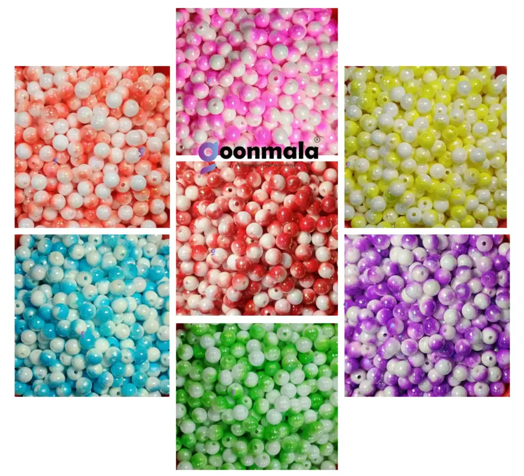 Duel Tone Acrylic round beads for craft, Jewellery, bracelet, Rakhi, Embroidery work 200 Piece, Multicolour