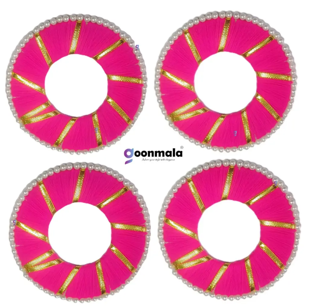 Donut shape Wool Rings for Wall Hanging, Jhoomer Craft Work, Pink-4 inch, 4 Pieces