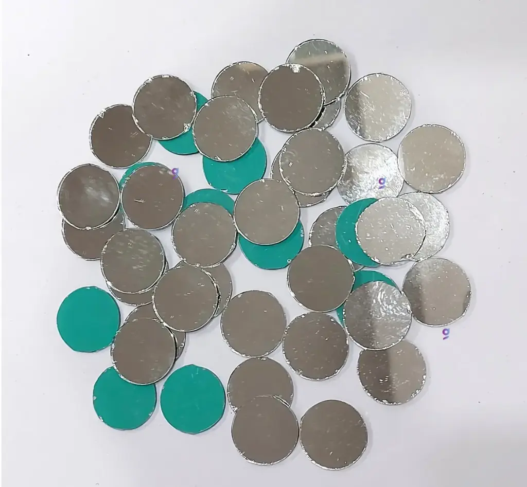 Mirror beads For Jewellery Making, Craft Work and Lippan Art Work, Silver Round 18mm 100 Pieces