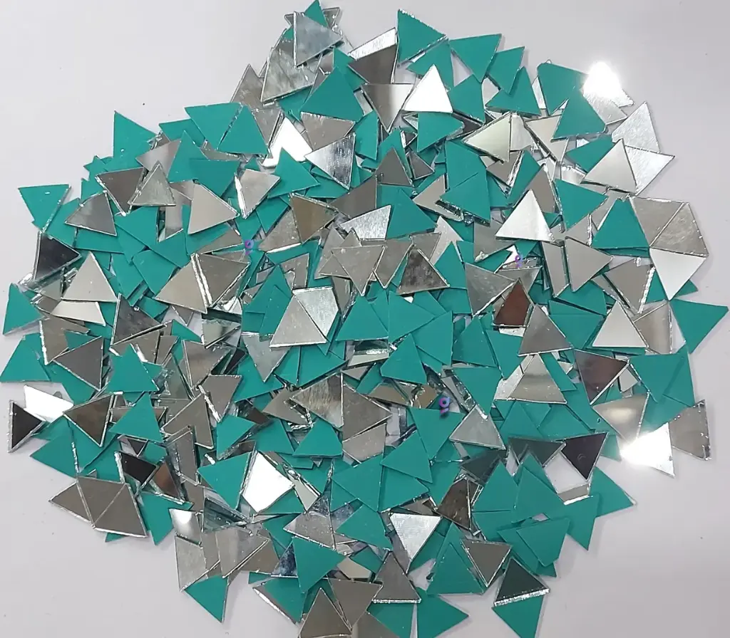 Mirror beads For Jewellery Making, Craft Work and Lippan Art Work, Silver Triangle 12mm 500 Pieces