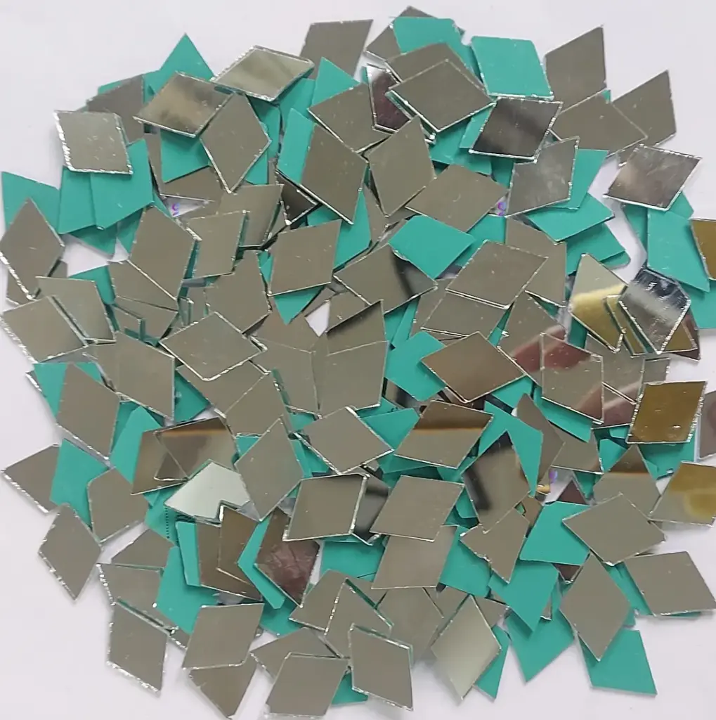 Mirror beads For Jewellery Making, Craft Work and Lippan Art Work, Silver Burfi 14x23mm 500 Pieces