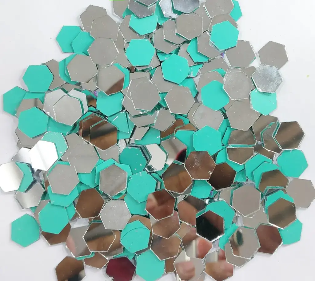 Mirror beads For Jewellery Making, Craft Work and Lippan Art Work, Silver Hexa 13mm 500 Pieces