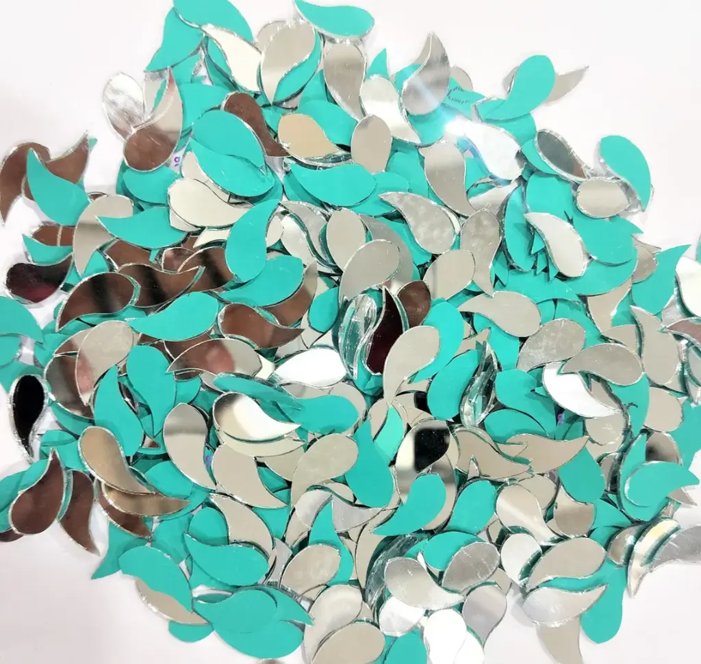 Mirror beads For Jewellery Making, Craft Work and Lippan Art Work, Silver Aam shape 20mm, 500 Pieces