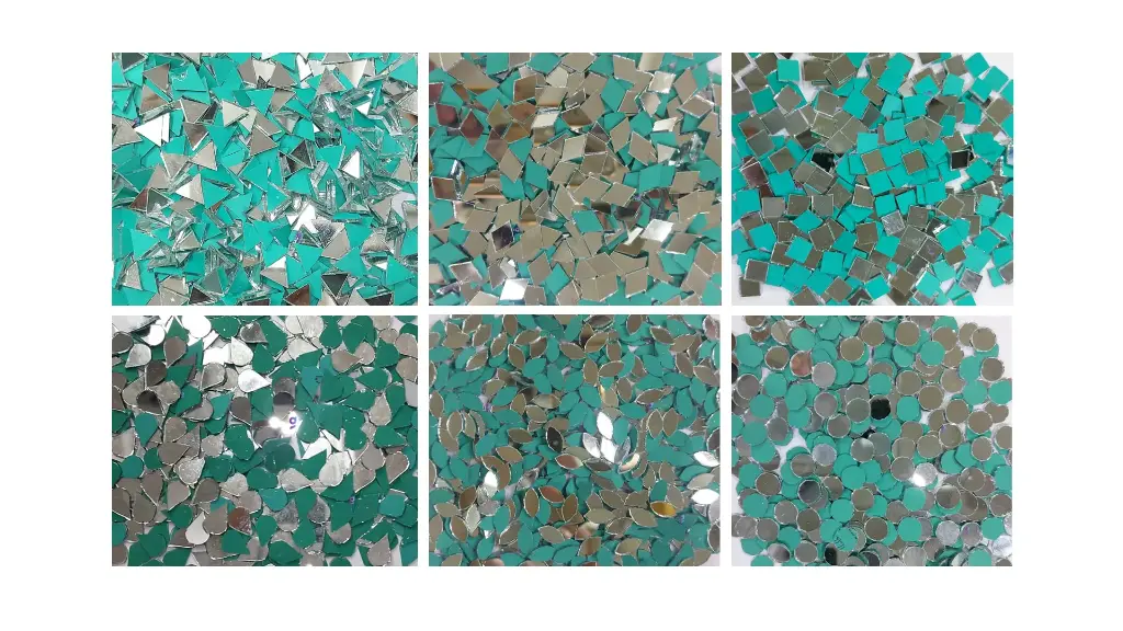 Mirror beads For Jewellery Making, Craft Work and Lippan Art Work, Silver 6 shape small mirror, 6x100 
