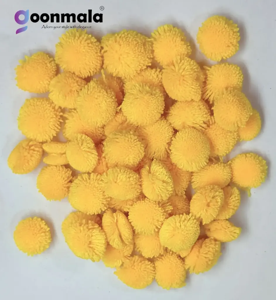 Pom Pom Balls for Arts & Craft, decoration works, 200 Pieces, Yellow