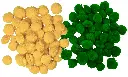 Pom Pom Balls for Arts & Craft, decoration works, 2x100 Pieces, Yellow & Green