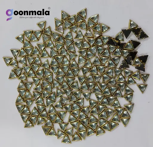 [Kundan T10 Sliver 500 pc] Kundan stone For Jewellery making, Bangles Embroidery Craft & Cloth Works, 10mm Triangle Sliver 500 pieces