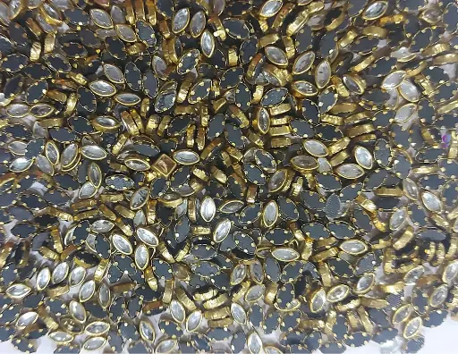 [Kundan E3x6  Sliver 500 pc] Kundan stone For Jewellery making, Bangles Embroidery Craft & Cloth Works, 3x6 mm Eye Sliver 500 pieces