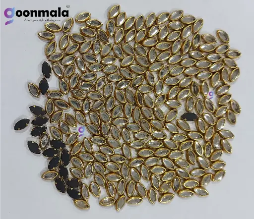 [Kundan E4x8  Sliver 500 pc] Kundan stone For Jewellery making, Bangles Embroidery Craft & Cloth Works, 4x8 mm Eye Sliver 500 pieces