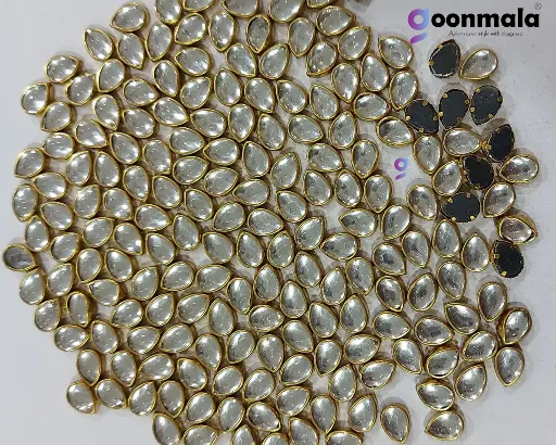 [Kundan D6x9 Sliver 500 pc] Kundan stone For Jewellery making, Bangles Embroidery Craft & Cloth Works, 6x9mm Drop Sliver 500 pieces