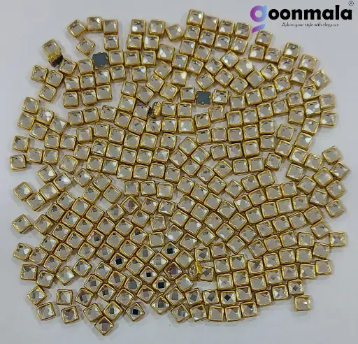 [Kundan S4 Sliver (cut) 500 pc] Kundan stone For Jewellery making, Bangles Embroidery Craft & Cloth Works, 4 mm Square cut Sliver 500 pieces