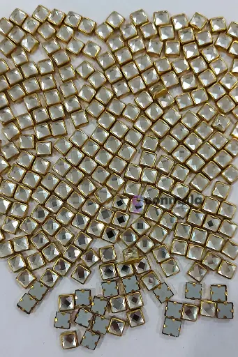 [Kundan S6 Sliver (cut) 500 pc] Kundan stone For Jewellery making, Bangles Embroidery Craft & Cloth Works, 6 mm Square cut Sliver 500 pieces