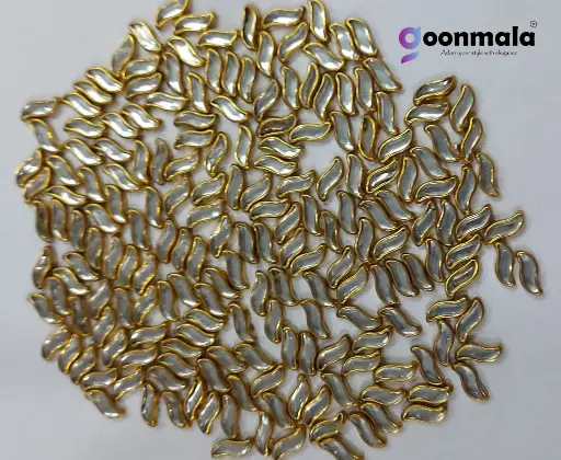 [Kundan S shape 10 Sliver 500 pc] Kundan stone For Jewellery making, Bangles Embroidery Craft & Cloth Works, 10 mm S shape Sliver 500 pieces