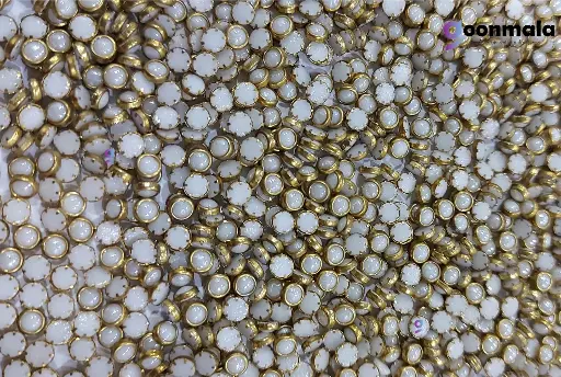 [Kundan R4 White 500 pc] Kundan stone For Jewellery making, Bangles Embroidery Craft & Cloth Works, 4 mm Round White 500 pieces