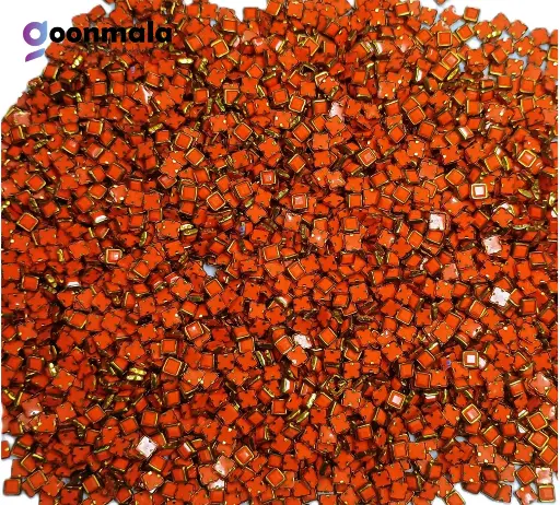[KND PL S4 Orange 500pc] Kundan stone For Jewellery making, Bangles Embroidery Craft & Cloth Works, Resin Square Kundan 4x4mm, 500 pieces, Orange