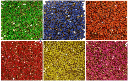 [KND PL S4 6x100 500pc] Kundan stone For Jewellery making, Bangles Embroidery Craft & Cloth Works, Resin Square Kundan 4x4mm, 6 coloue, 100 pieces each