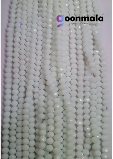 [Cutting GB 8mm White-100] Crystal Cutting Glass beads for bracelet, Rakhi, Jewellery making 8mm, 100 pieces, White