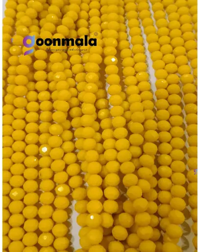 [Cutting GB 8mm Yellow-100] Crystal Cutting Glass beads for bracelet, Rakhi, Jewellery making 8mm, 100 pieces, Yellow