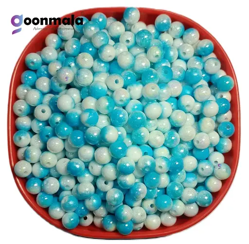 [Duel PL beads 8mm Blue 200pc] Duel Tone Acrylic round beads for craft, Jewellery, bracelet, Rakhi, Embroidery work 200 Piece, Blue
