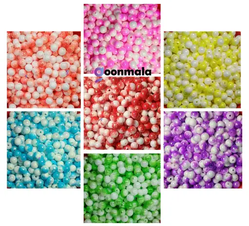 [Duel PL beads 8mm Multi 7x50 pc] Duel Tone Acrylic round beads for craft, Jewellery, bracelet, Rakhi, Embroidery work 200 Piece, Multicolour
