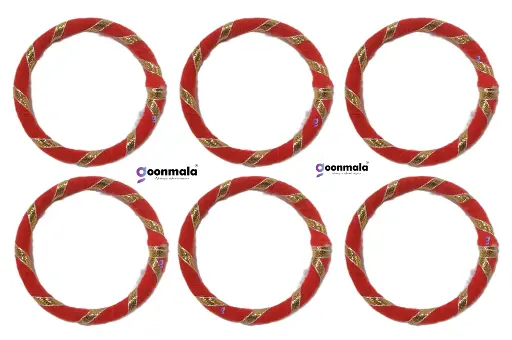 [Wool Rings Red 3 inch-6pc] Wool Rings for Wall Hanging, Jhoomer Craft Work, Red-3 inch, 6 Pieces