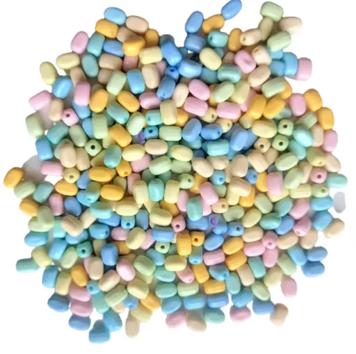 [Pastel Bead Rect 8x4mm 200 pc]  Artificial Plastic beads For Jewellery making, Bangles Embroidery Craft & Cloth Works Pastel colour 8x4 mm Rectangular, 200 pieces