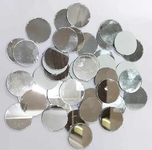 [Mirror Round 25mm 50pc] Mirror beads For Jewellery Making, Craft Work and Lippan Art Work, Silver Round 25mm 50 Pieces